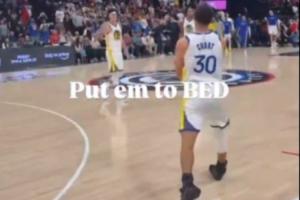 跺脚庆祝险崴脚！库里致命三分摔进观众席 趴着问：球进了吧？